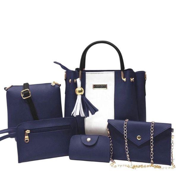 Stylish Women's PU Leather Hand Bag Set - 5 Pcs